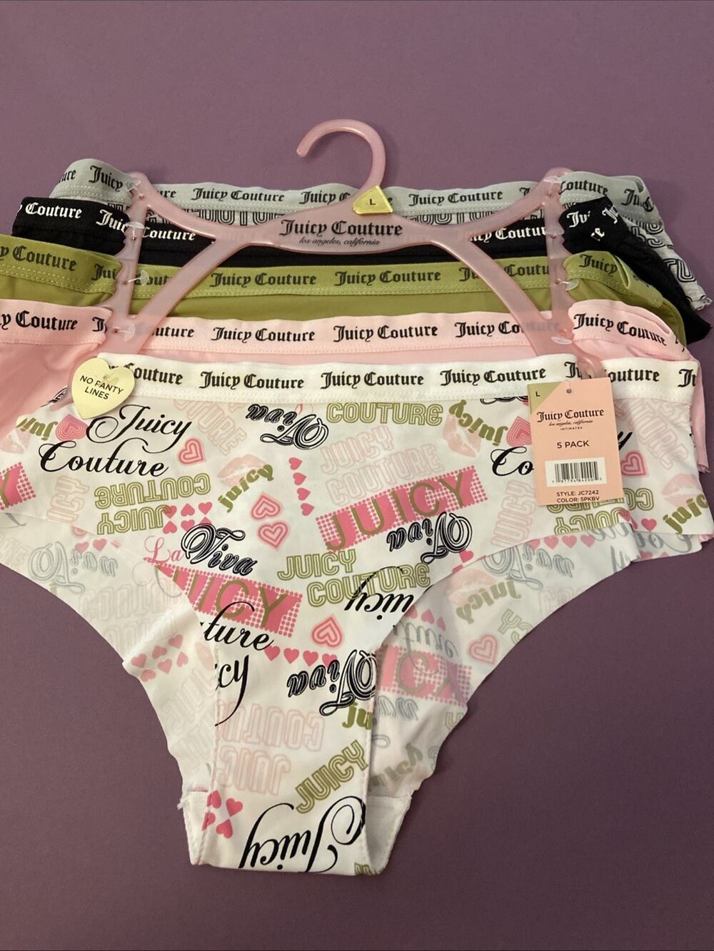 NEW! Juicy Couture Assorted Bikini Panty 5 Pack Set/ MSRP $44/ LARGE